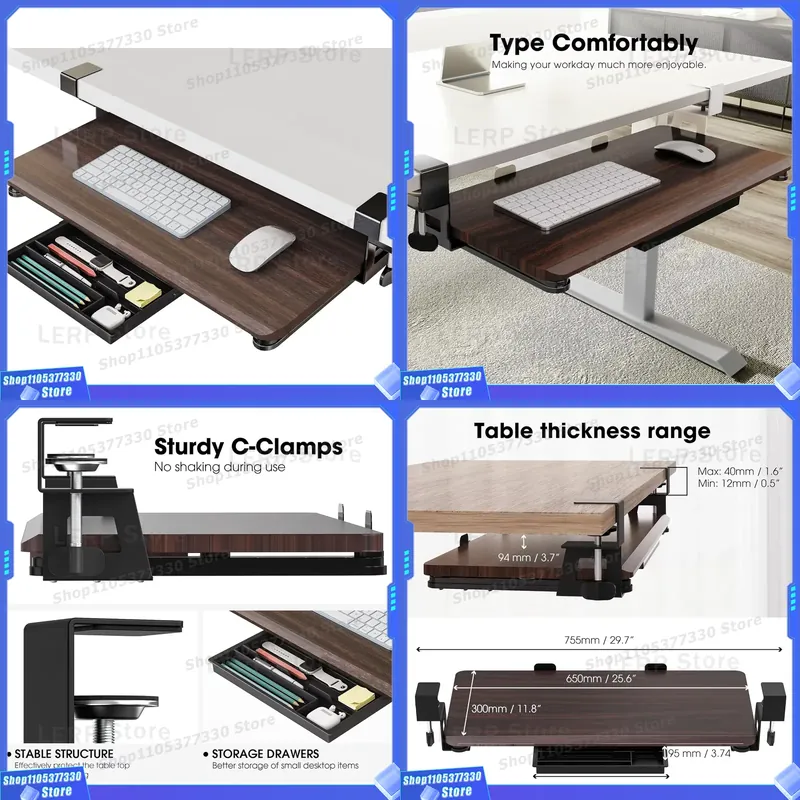 Keyboard Drawer Under - Bandeja deslizante tipo C para teclado